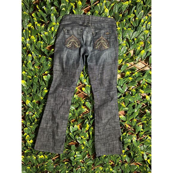 Y2K Bebe Low Rise Embellished Biker Bootcut Jeans Size 28 - Picture 2 of 6